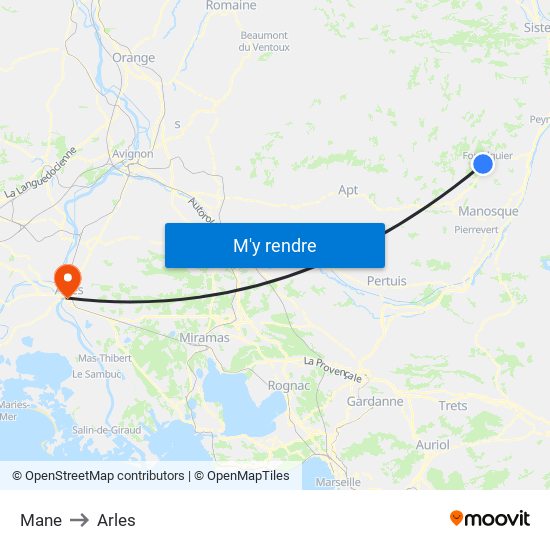 Mane to Arles map