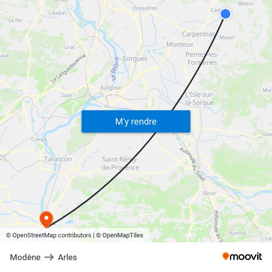 Modène to Arles map