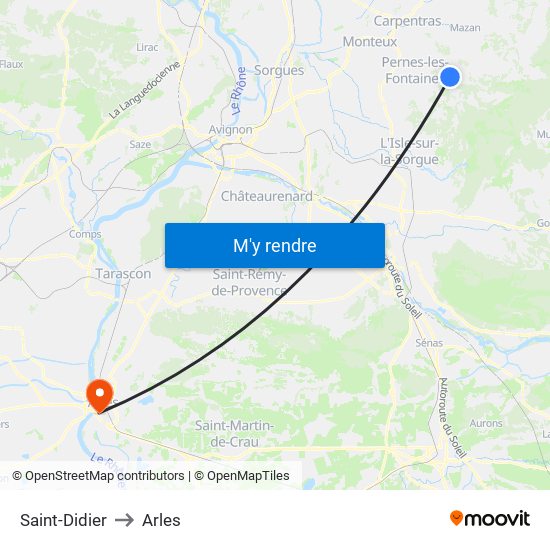Saint-Didier to Arles map