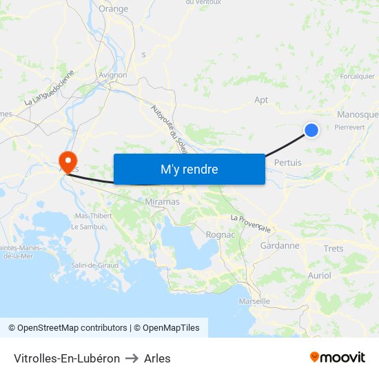 Vitrolles-En-Lubéron to Arles map