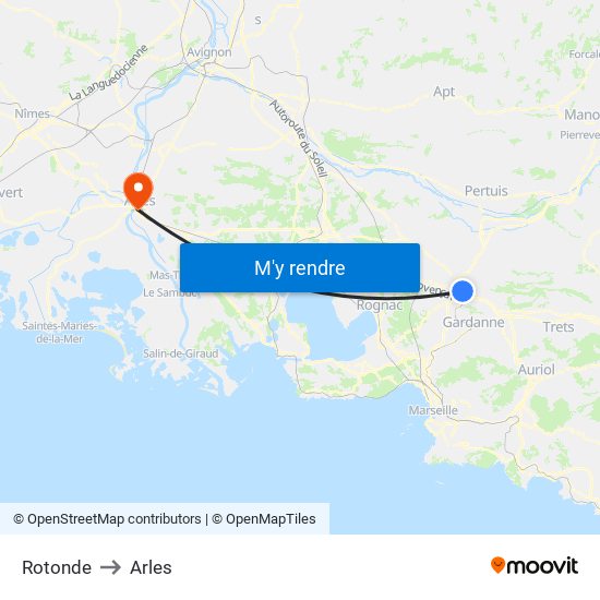 Rotonde to Arles map