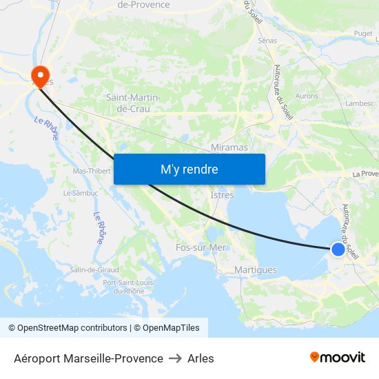 Aéroport Marseille-Provence to Arles map