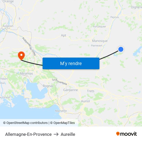 Allemagne-En-Provence to Aureille map