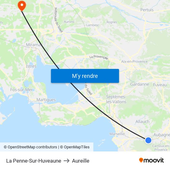 La Penne-Sur-Huveaune to Aureille map