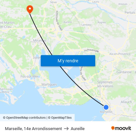 Marseille, 14e Arrondissement to Aureille map