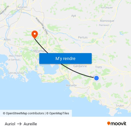 Auriol to Aureille map
