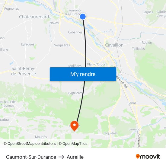 Caumont-Sur-Durance to Aureille map