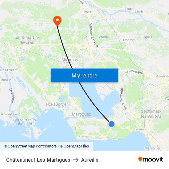 Châteauneuf-Les-Martigues to Aureille map