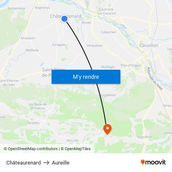 Châteaurenard to Aureille map