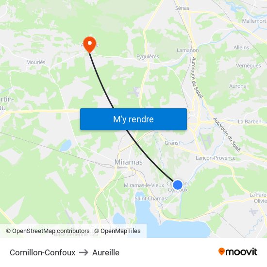 Cornillon-Confoux to Aureille map