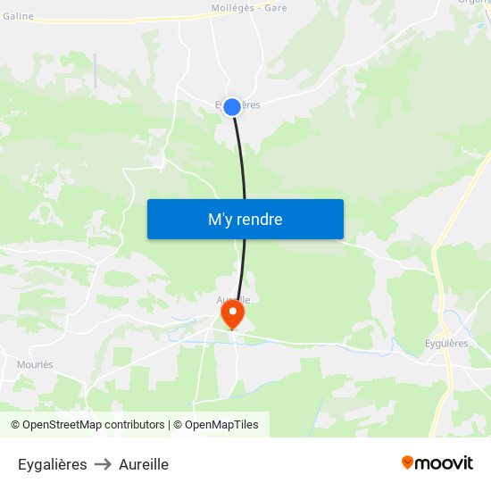 Eygalières to Aureille map