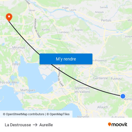 La Destrousse to Aureille map