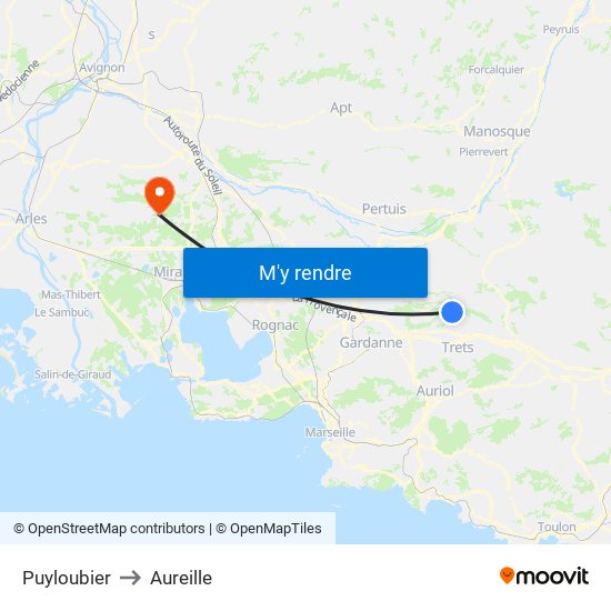 Puyloubier to Aureille map