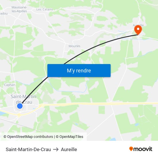 Saint-Martin-De-Crau to Aureille map