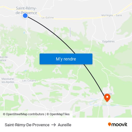 Saint-Rémy-De-Provence to Aureille map