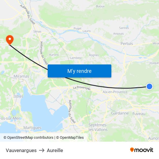 Vauvenargues to Aureille map