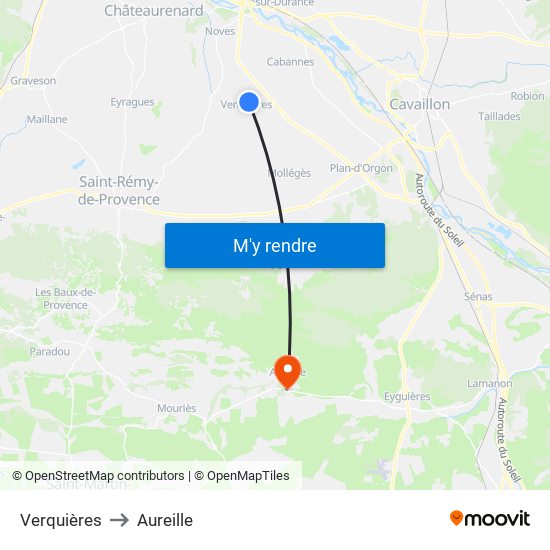 Verquières to Aureille map