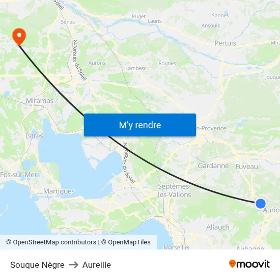 Souque Nègre to Aureille map