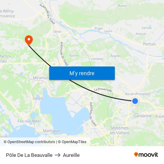 Pôle De La Beauvalle to Aureille map