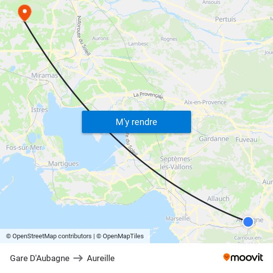 Gare D'Aubagne to Aureille map