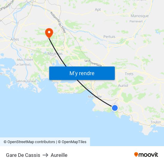 Gare De Cassis to Aureille map