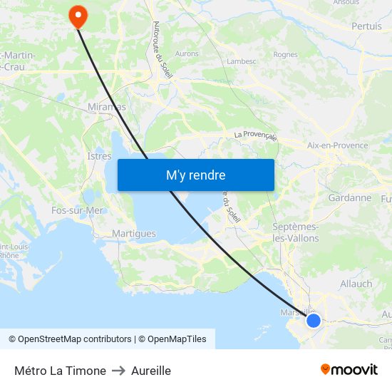 Métro La Timone to Aureille map