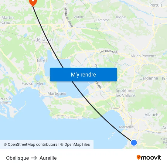 Obélisque to Aureille map