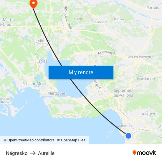 Négresko to Aureille map