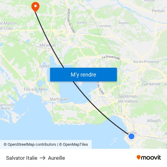Salvator Italie to Aureille map