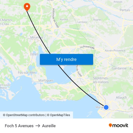 Foch 5 Avenues to Aureille map