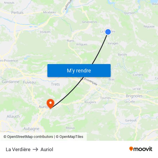 La Verdière to Auriol map