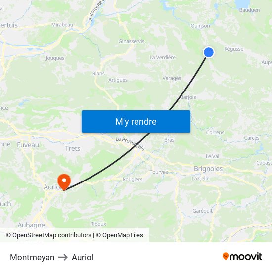 Montmeyan to Auriol map