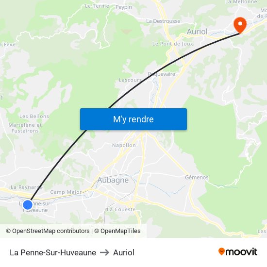 La Penne-Sur-Huveaune to Auriol map