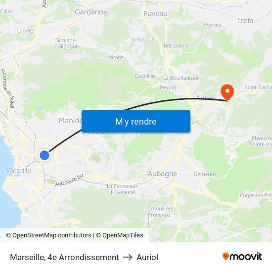 Marseille, 4e Arrondissement to Auriol map