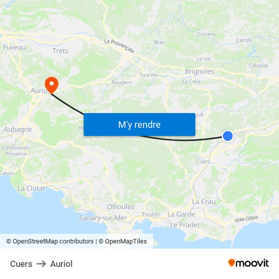 Cuers to Auriol map