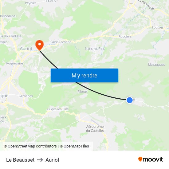 Le Beausset to Auriol map