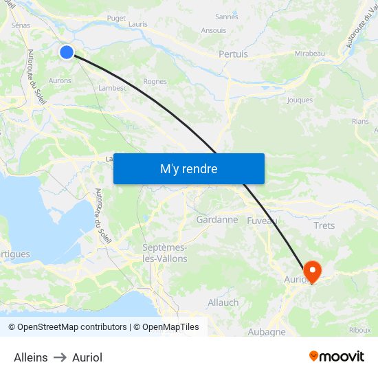 Alleins to Auriol map