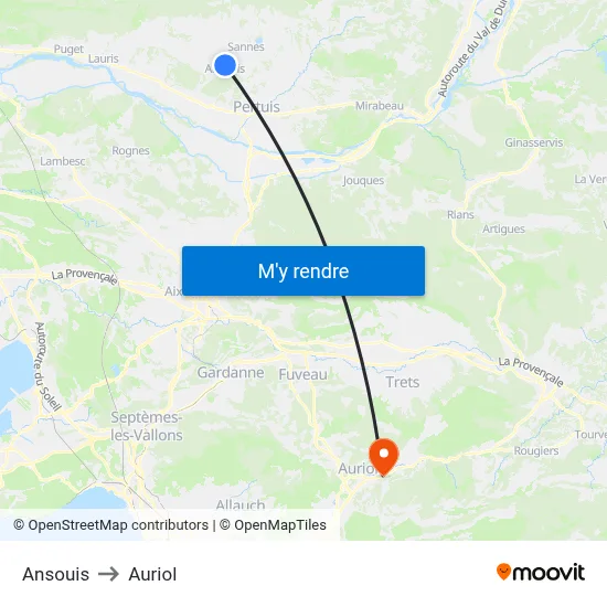 Ansouis to Auriol map