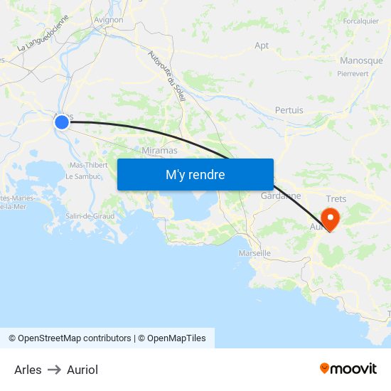 Arles to Auriol map