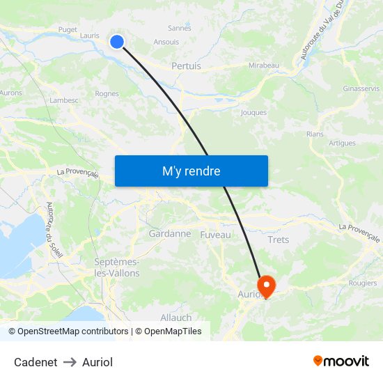 Cadenet to Auriol map