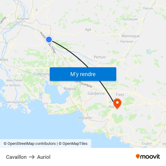 Cavaillon to Auriol map