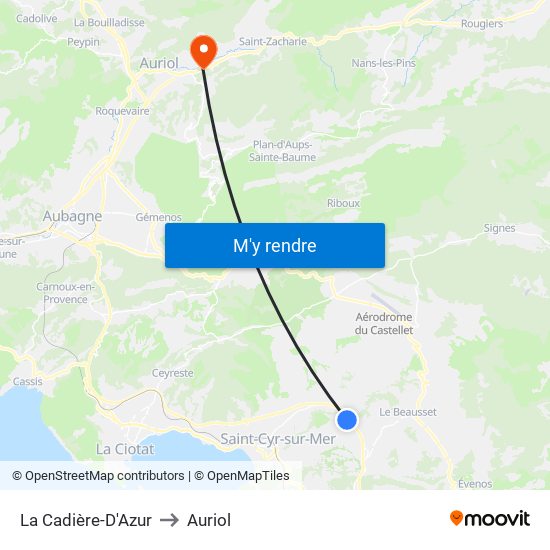 La Cadière-D'Azur to Auriol map