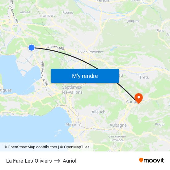 La Fare-Les-Oliviers to Auriol map