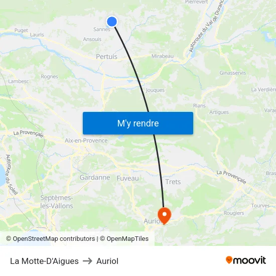 La Motte-D'Aigues to Auriol map