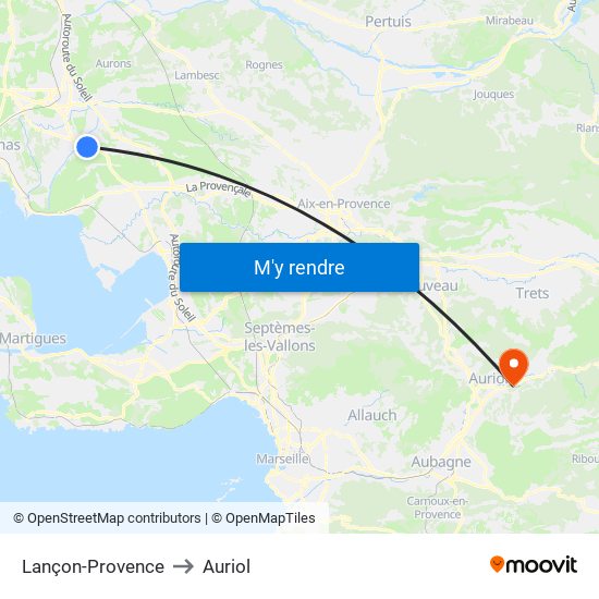 Lançon-Provence to Auriol map