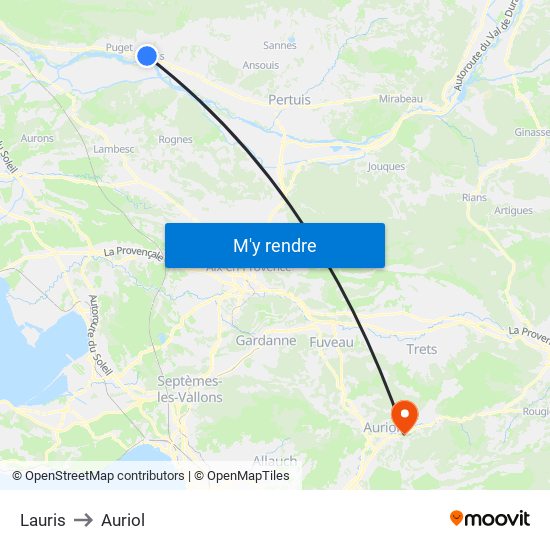 Lauris to Auriol map