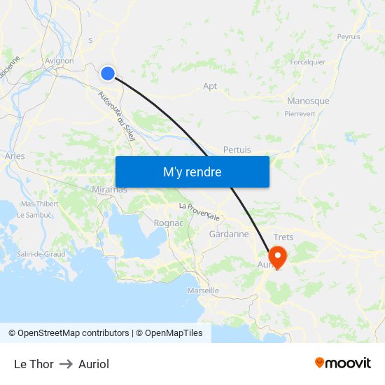 Le Thor to Auriol map