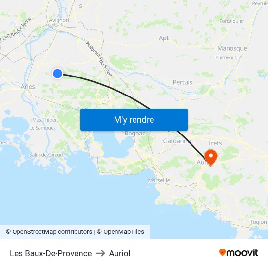 Les Baux-De-Provence to Auriol map