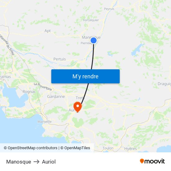 Manosque to Auriol map