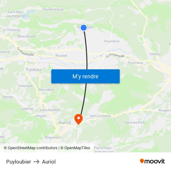 Puyloubier to Auriol map